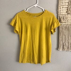 LOFT ruffle-sleeve chartreuse tee